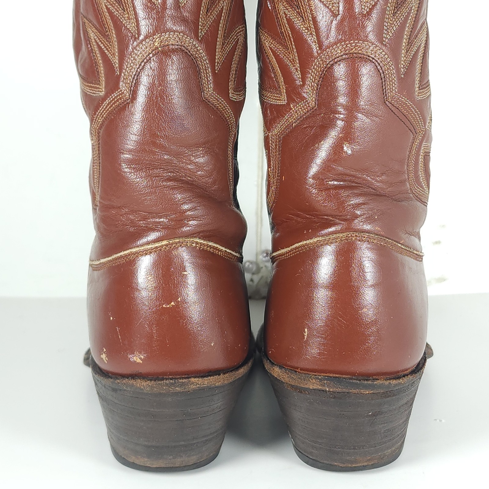 M.L.Leddy San Angelo Vtg Women’s US 8,5? Brown Leather Handmade Western Boots