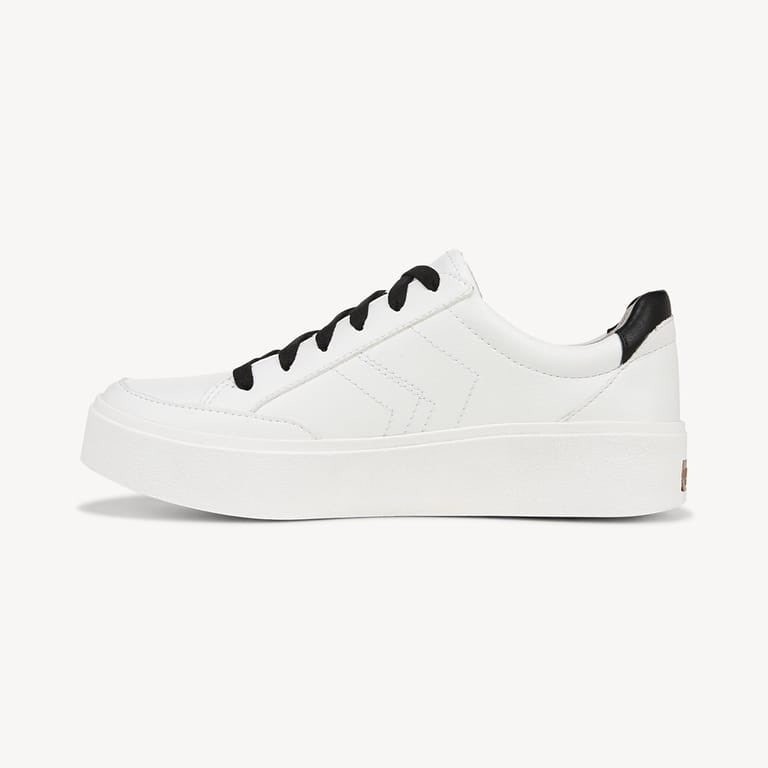 Dr Scholls Madison Lace Womens White Black Faux Leather Platform Sneaker Sz 8 M