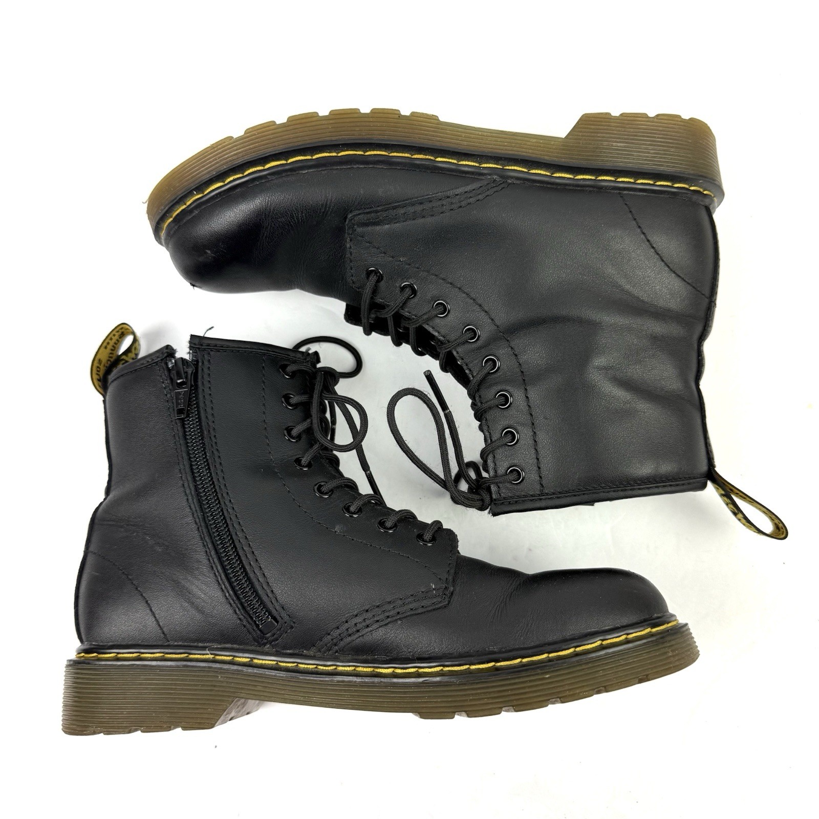 Doc Martens Combat Boots 36 Womens Black Leather Lace Up 8 Eyelet Bootie