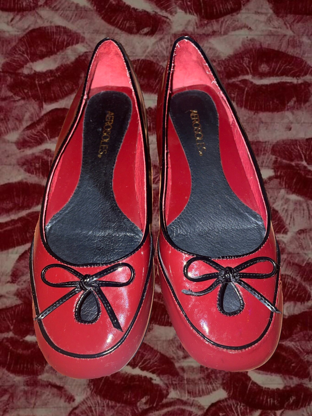 Aerosoles Coquette Dark Red And Black Flats