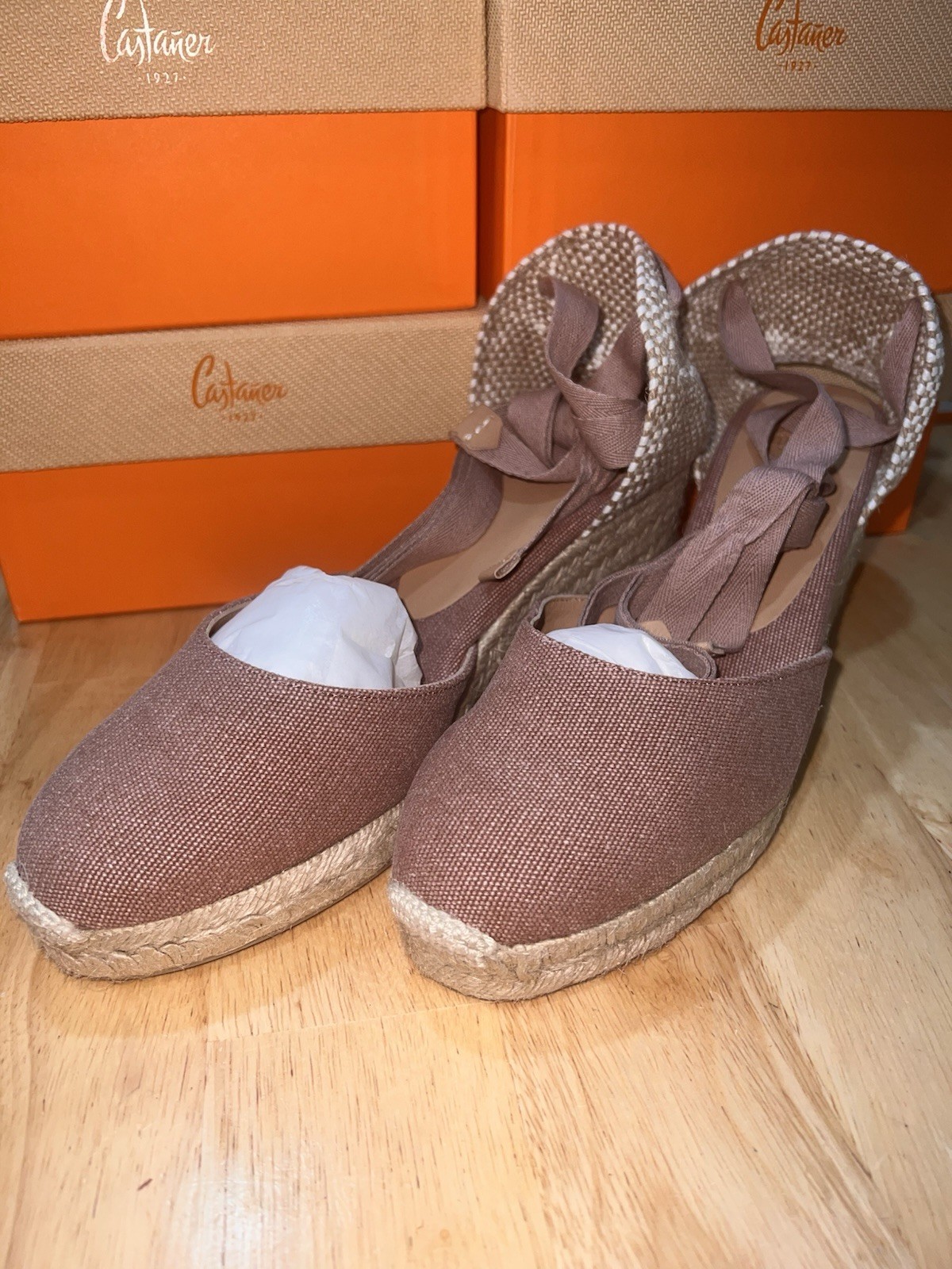 Size 38 Castaner Women’s Carina Ankle TieEspadrille Wedge BNIB