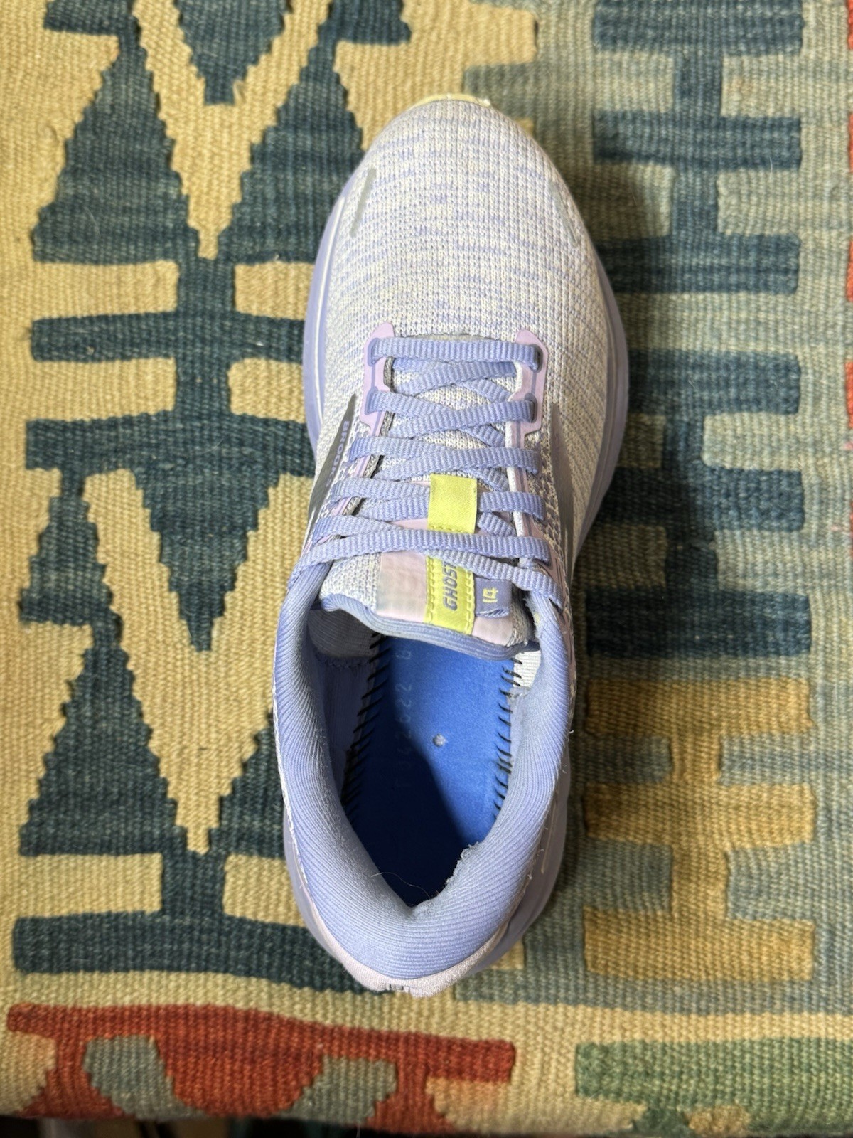 BROOKS Ghost 14 ‘Lilac Purple Lime’ Women’s Size 7 B *NO INSOLES* 1203561B566