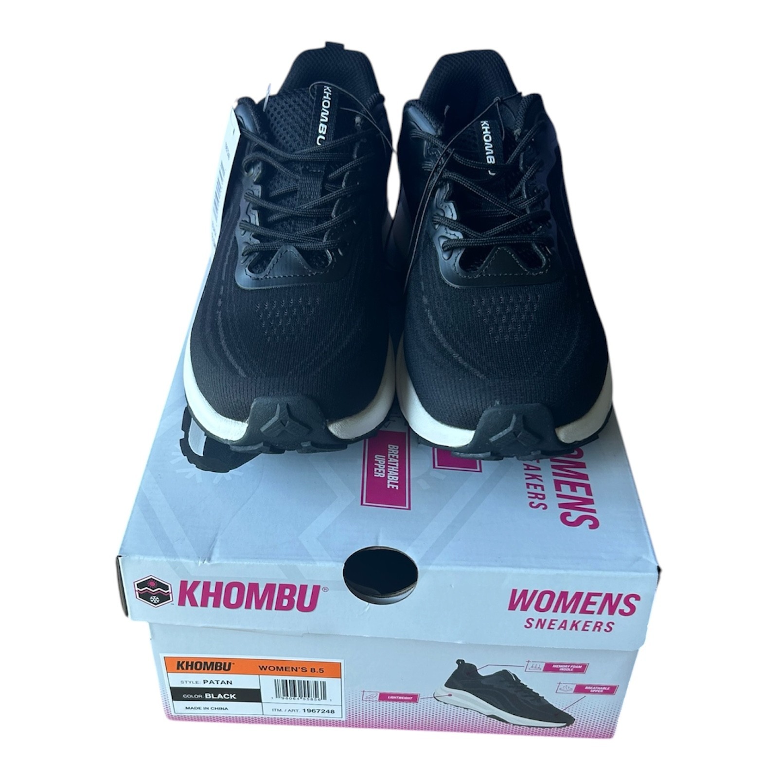 Khombu Women’s Sneaker lightweight Memory Foam Black Size 8.5