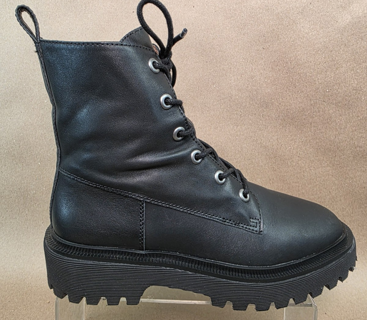 Women’s sz 8 M Madewell The Rayna NG667 Black Leather Combat Boots Lace-Up Ankle