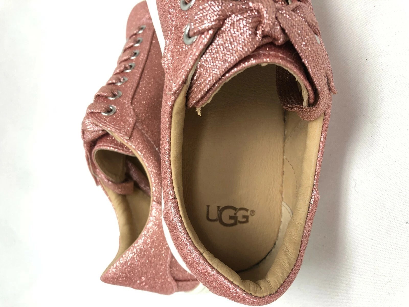 Ugg Australia Milo Glitter Pink Lace Up Sneakers Tennis Shoes 1100213 Size 8