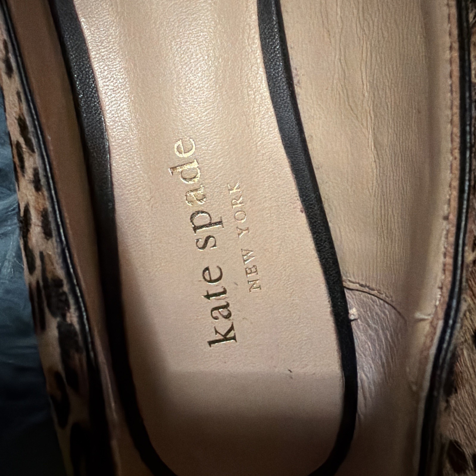 Kate Spade Nora Leopard Print Calf Hair Ballet Flats with Bow 8.5