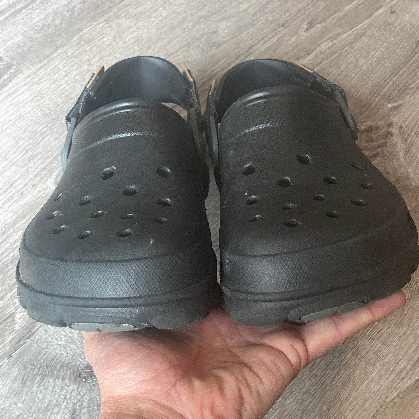 Crocs Classic All Terrain Clogs Adjustable Strap Matte Black Mens 8 Womens 10