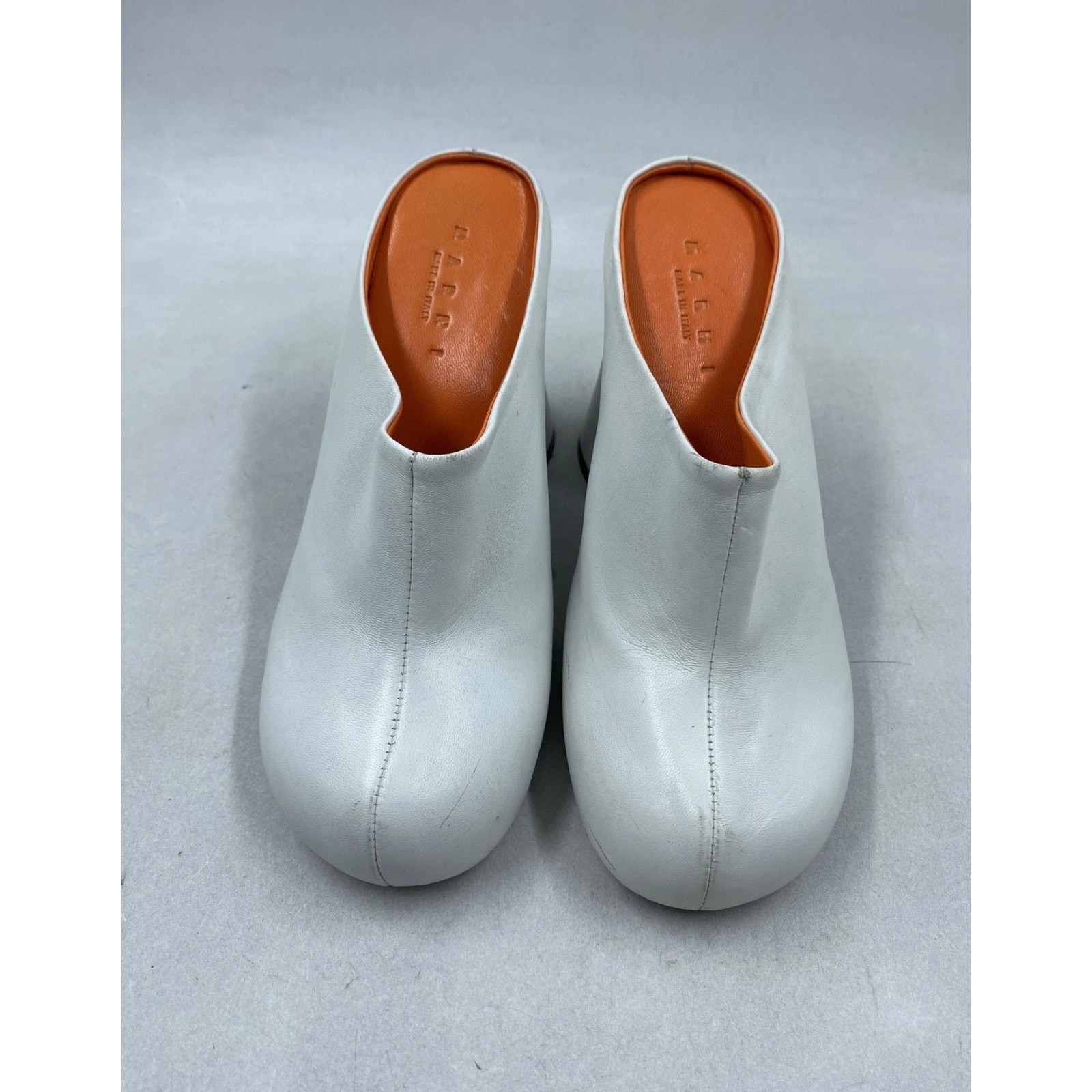 MARNI Sabot White 110mm Leather Mules Sz. 40