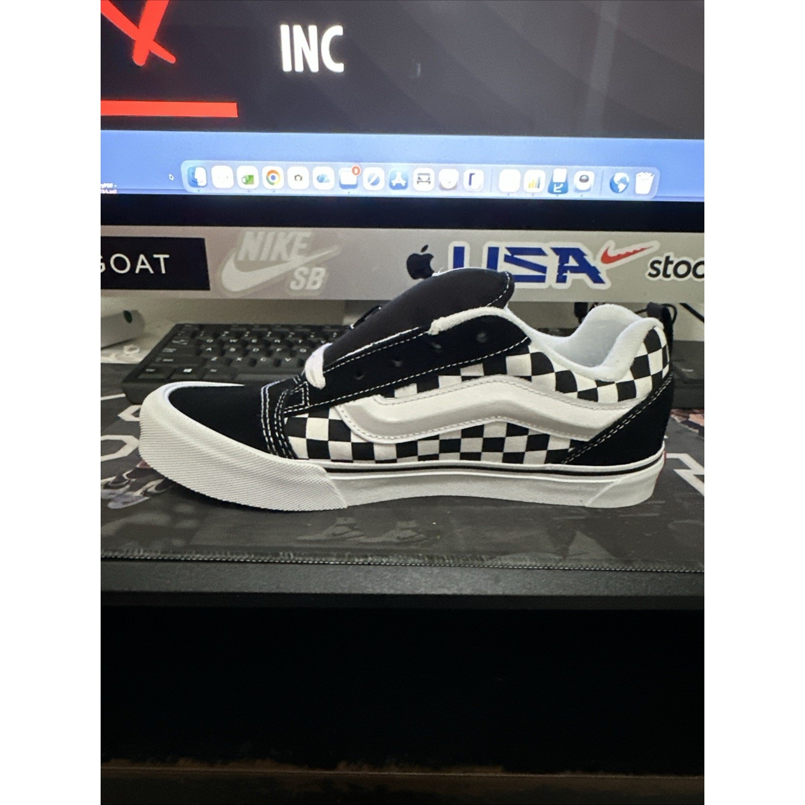 New Women’s Size 8 Vans Knu Skool Checkered VN000D2TBPB Kids Size 7Y