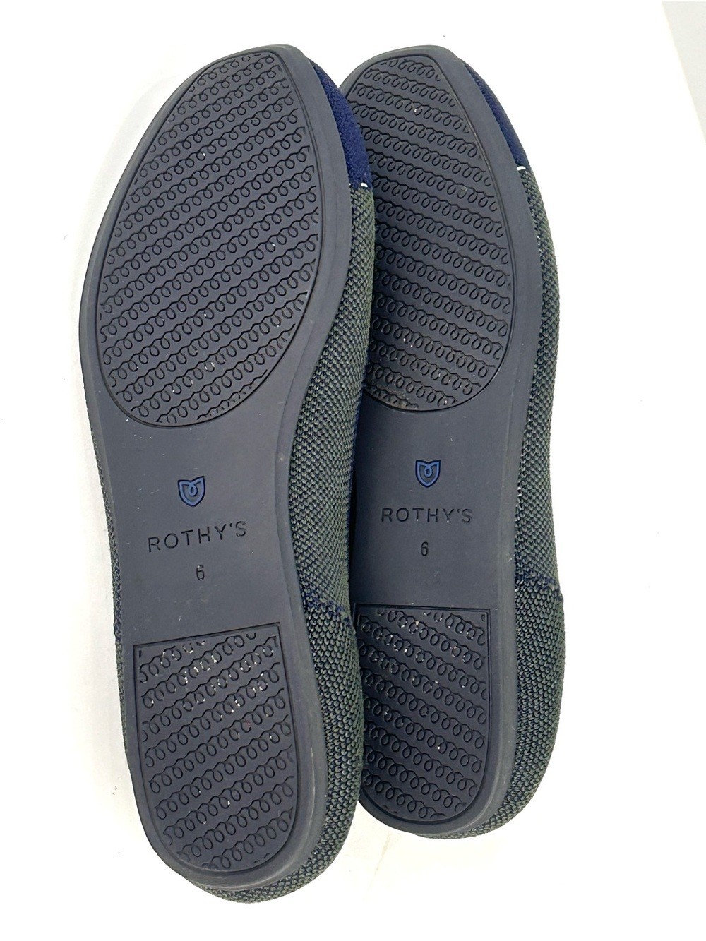 Rothy’s The Square Flats Size 6 Highland Green Navy Quiet Luxury