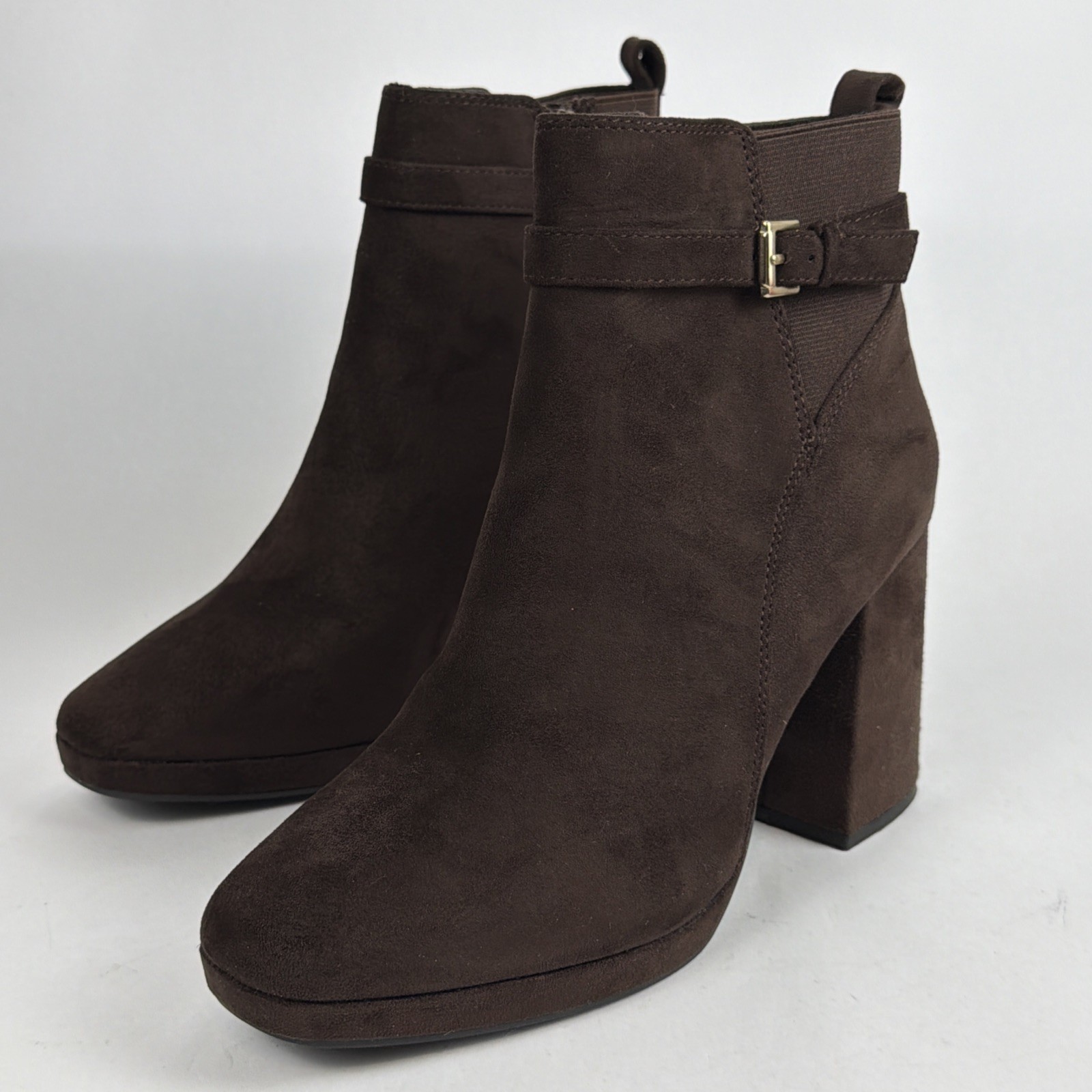 Kelly & Katie Gavan Earthy Micro Brown 3.5in Heeled Lace-up Bootie Womens 8.5M