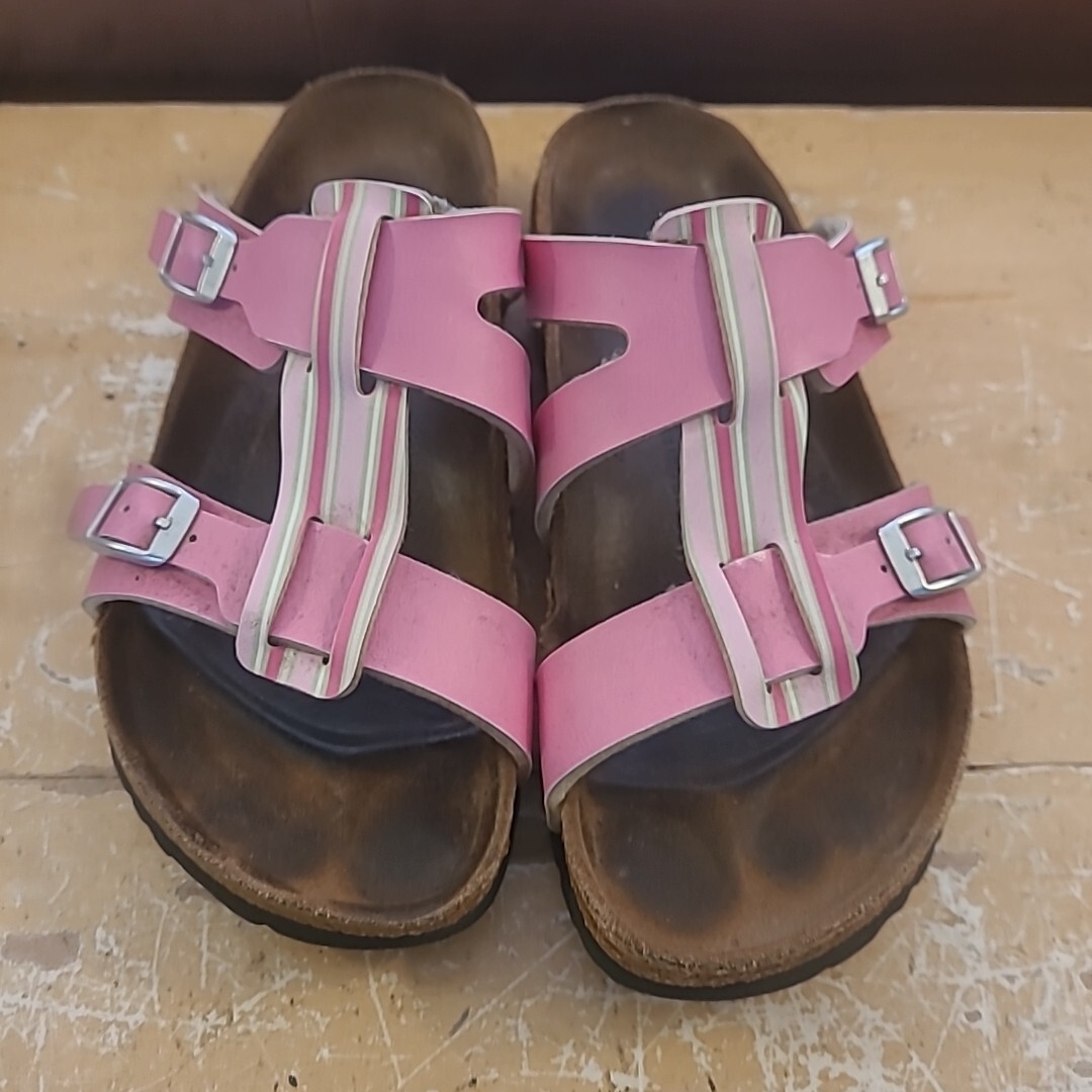 Birkis Birkenstock Women EU 36 US 5 Leather Sandals Slides Slip On Pink