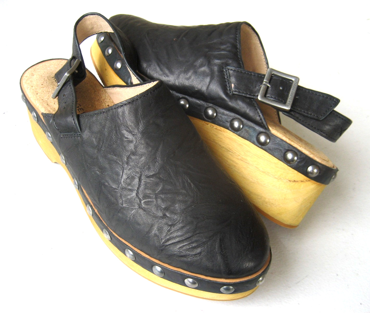 NEW Womens Kelsi Dagger Warehouse Slingback Black Leather Clogs Shoes size 8.5