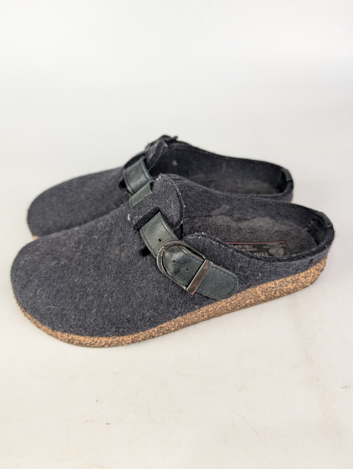 Haflinger Grizzly Buckle Black Wool Clogs Slippers Women’s Size: 38 / 7