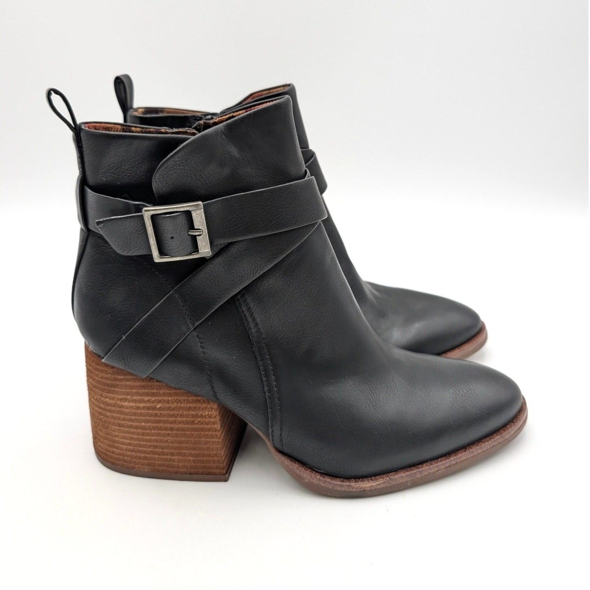 Korks Shyla Block Heel Ankle Bootie Buckle Strap Women’s Black Size US10M EU40.5