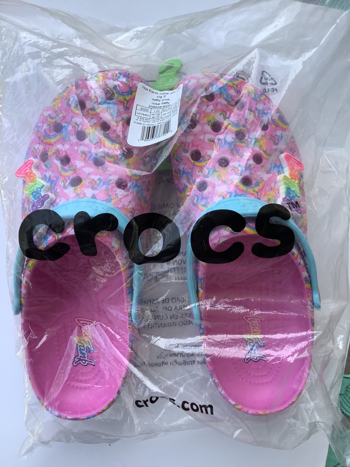 Crocs M10 W12 Lisa Frank Rainbow Unicorn Pink Classic Clog