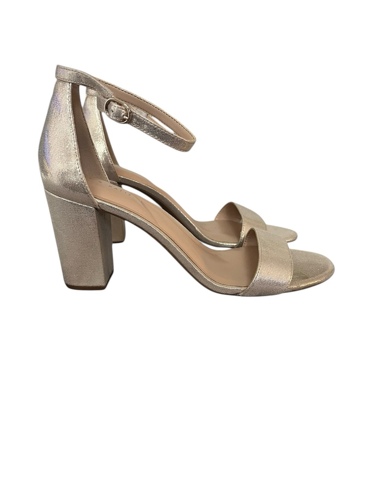 Kelly & Katie Hailee Sandal Womens Size 9M Beige Gold Shimmer 3.5 in Heel NEW