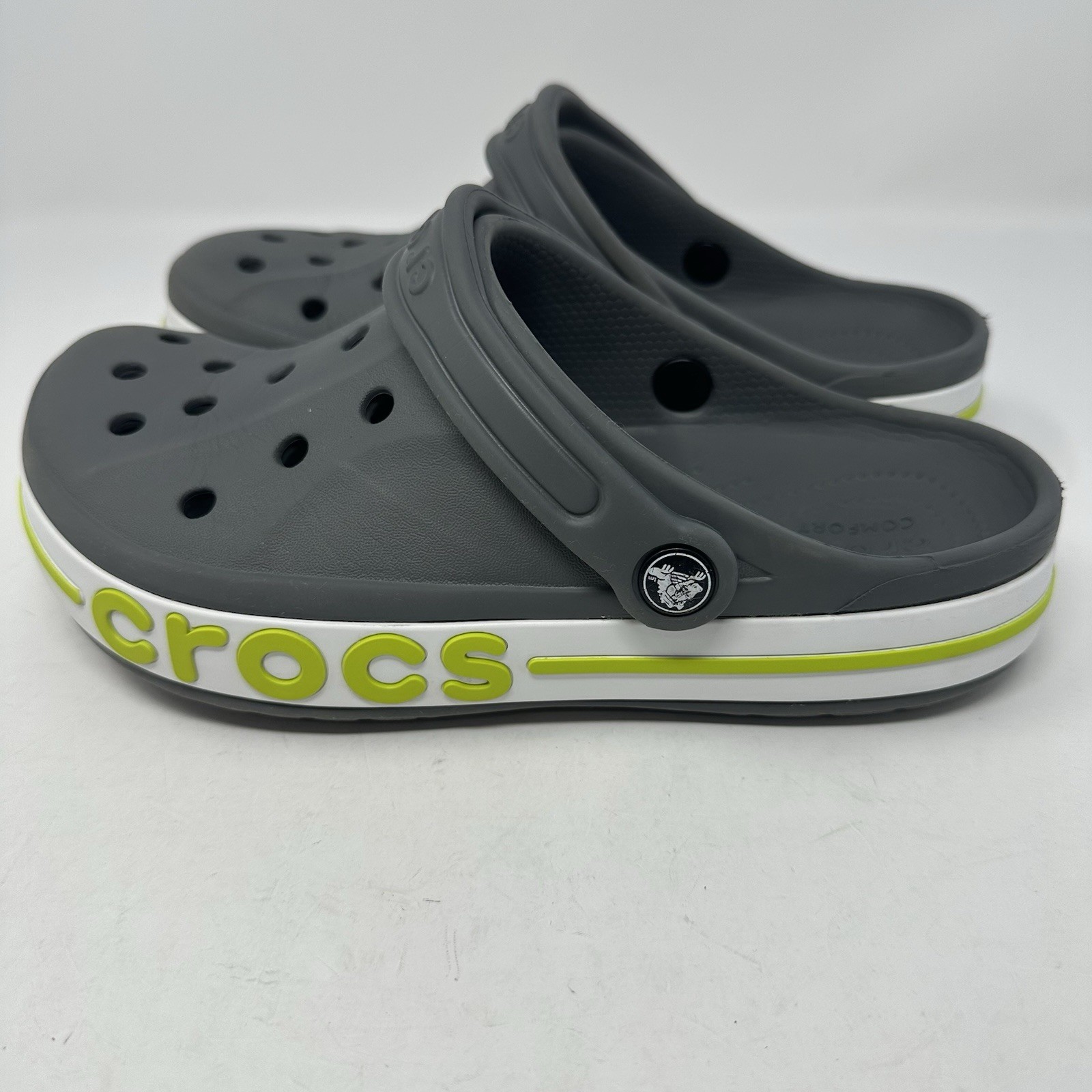 Crocs Bayaband Clogs Women Size 8 Men Size 6 Gray/Lime Punch