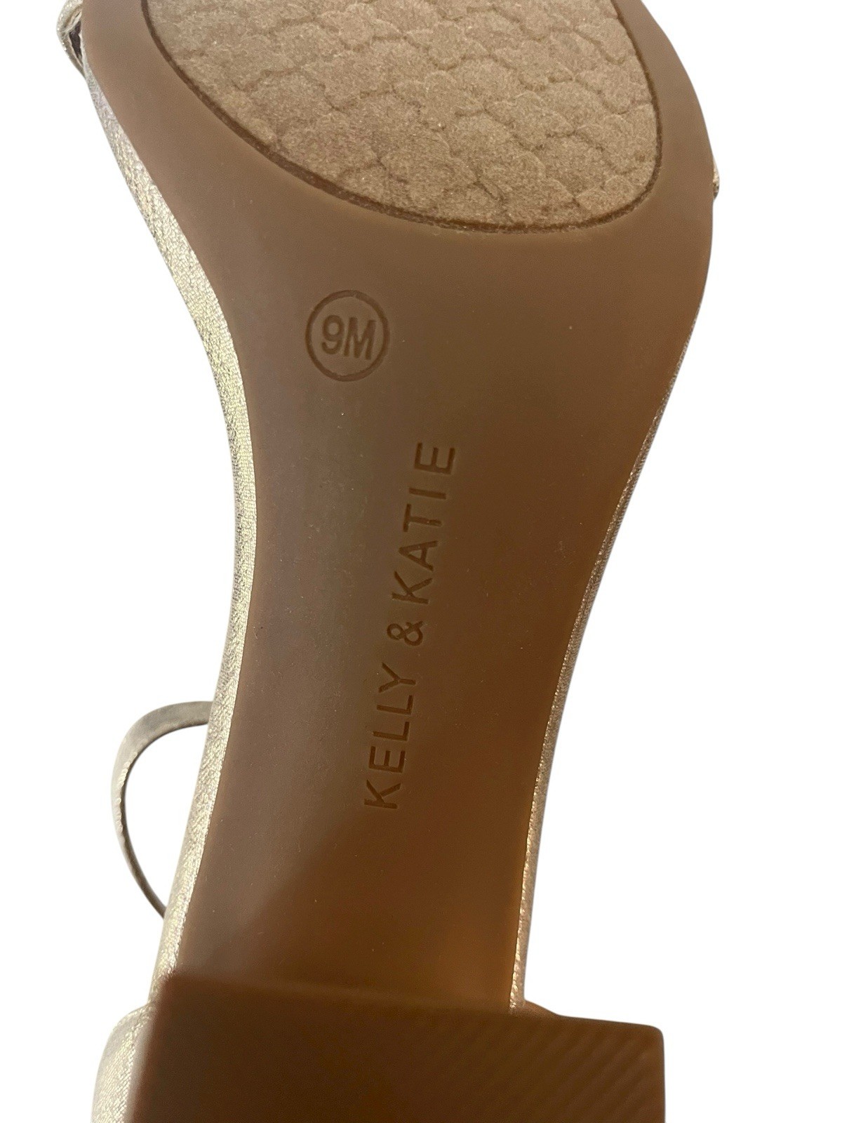 Kelly & Katie Hailee Sandal Womens Size 9M Beige Gold Shimmer 3.5 in Heel NEW