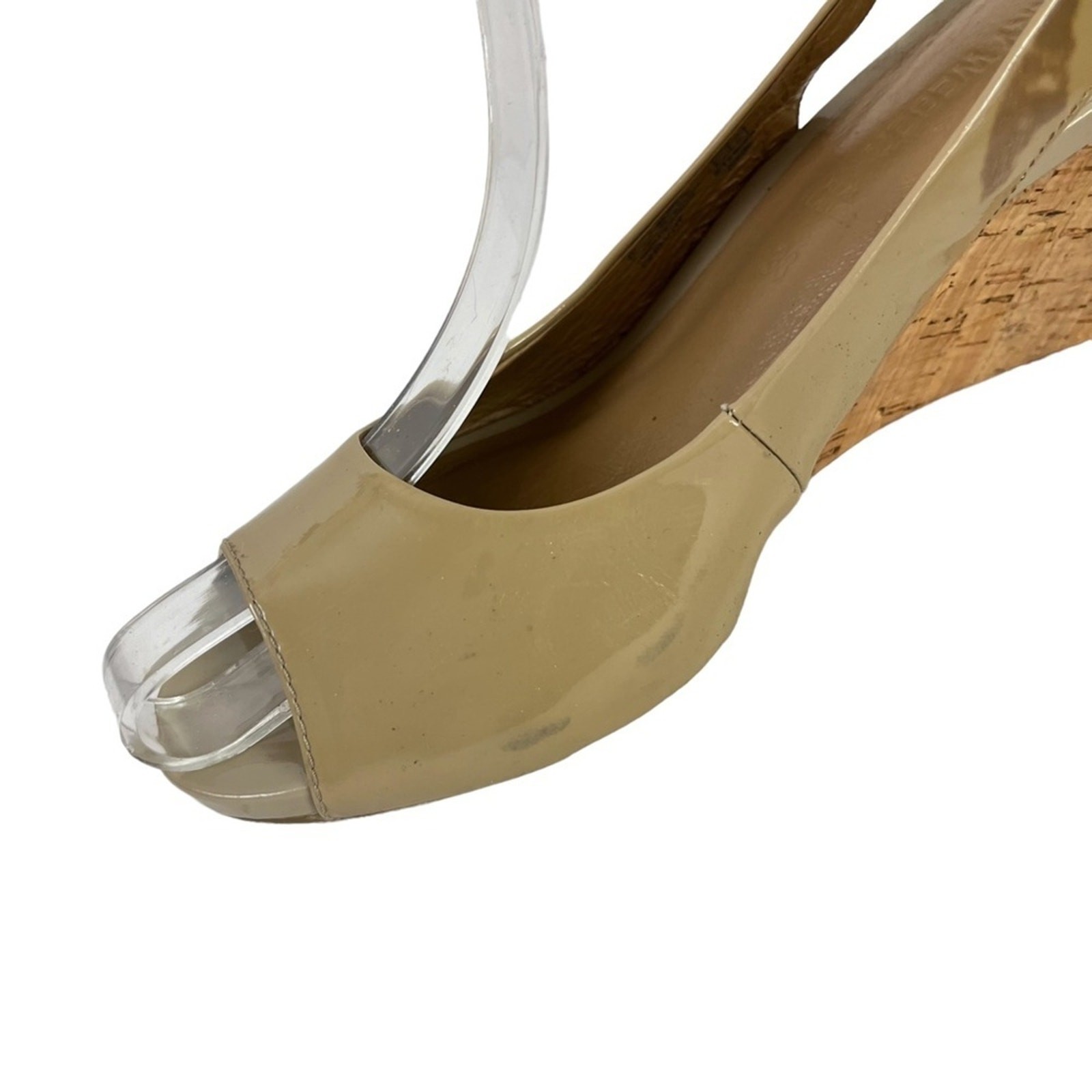 GERRY WEBER Genuine Leather Open Peep Toe Slingback Cork Wedge Shoes Sandals 38