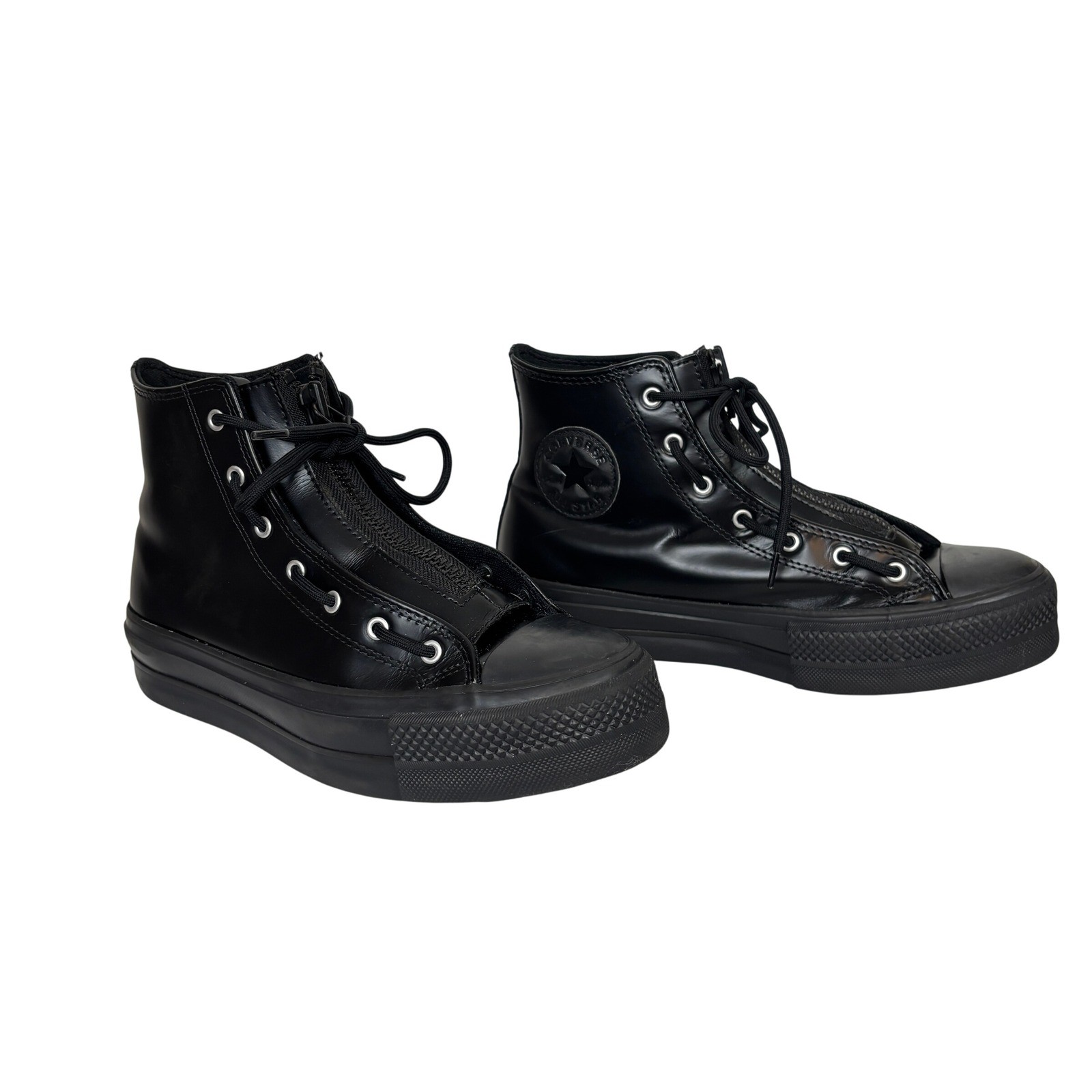 Converse Chuck Taylor All Star Lift Platform Leather Shoes 8 Black Total Eclipse