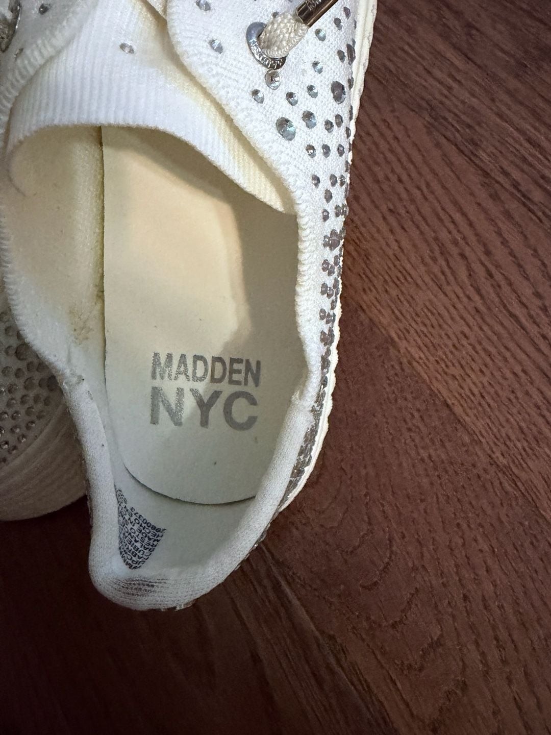 Madden NYC Women’s White Rhinestone Embellished Platform Lace-Up Sneakers