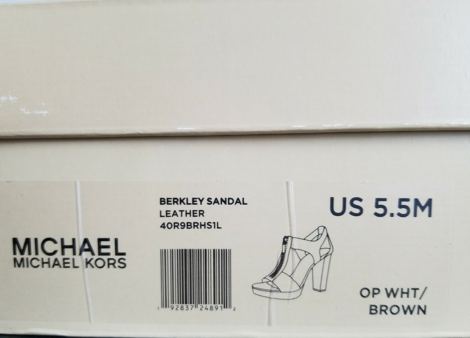 Michael KORS BERKLEY WHITE BROWN T STRAP MK PRINT GOLD LOGO ZIPPER I LOVE SHOES