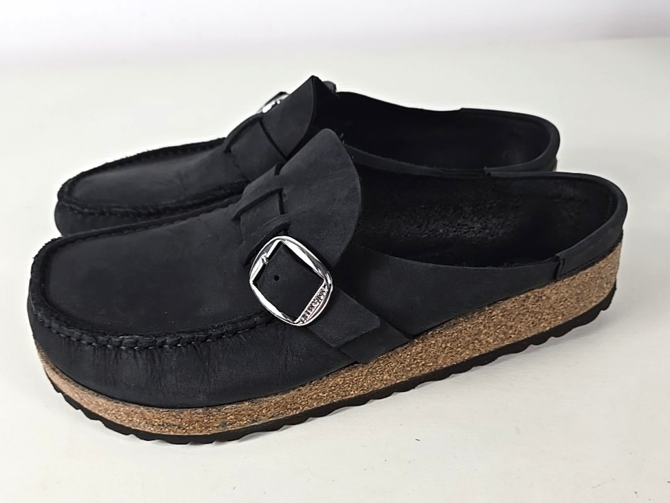 Birkenstock Womens BUCKLEY Black Oiled Leather Clogs Loafers Sz 39 /US 8