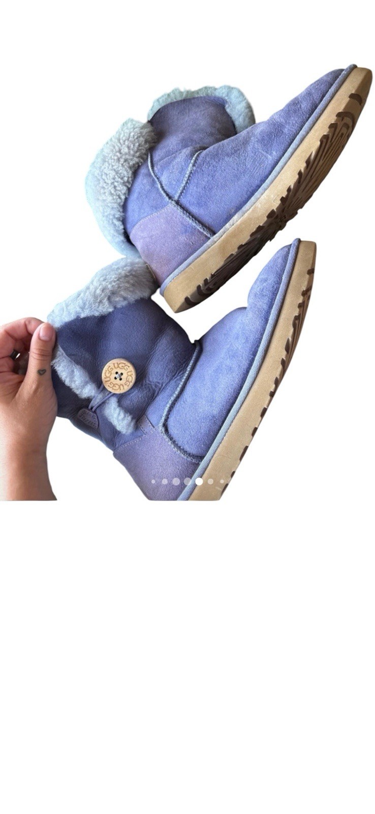 UGG Australia Bailey Button 5803 Periwinkle Purple Suede Sheepskin Boots WMN 8
