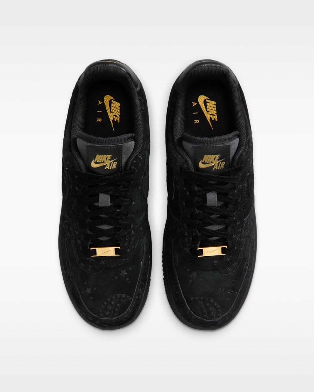 NIKE Women’s Air Force 1 ’07 Premium+ IO1259-001 Black Metallic Gold Black