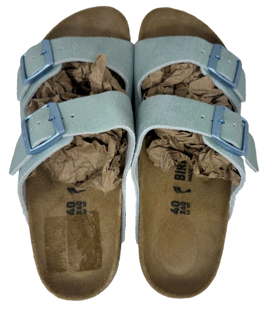 Birkenstock Women’s Arizona Double Buckle Sandals Metalic Mnt Narrow Size:8 110Q