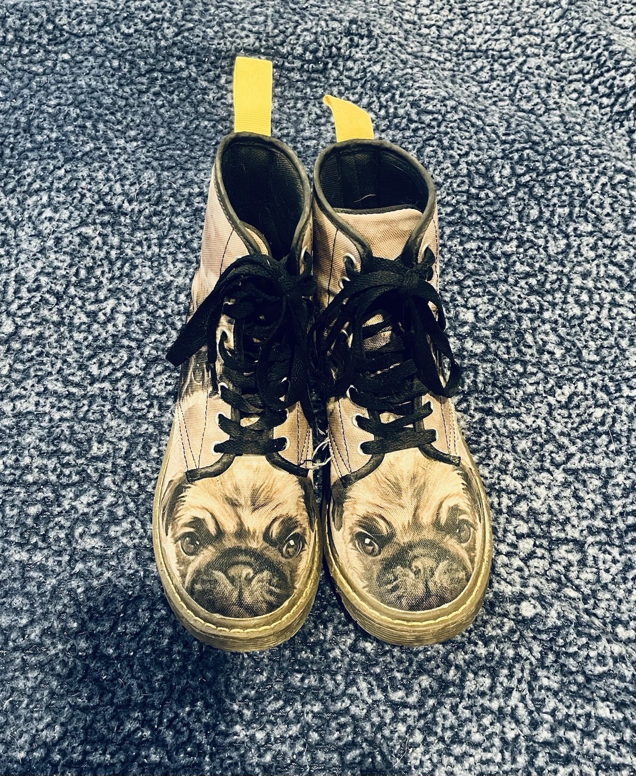 Dr. Martens Style Pug Combat Boots with Pug Face Graphics In Women’s Size 7 US