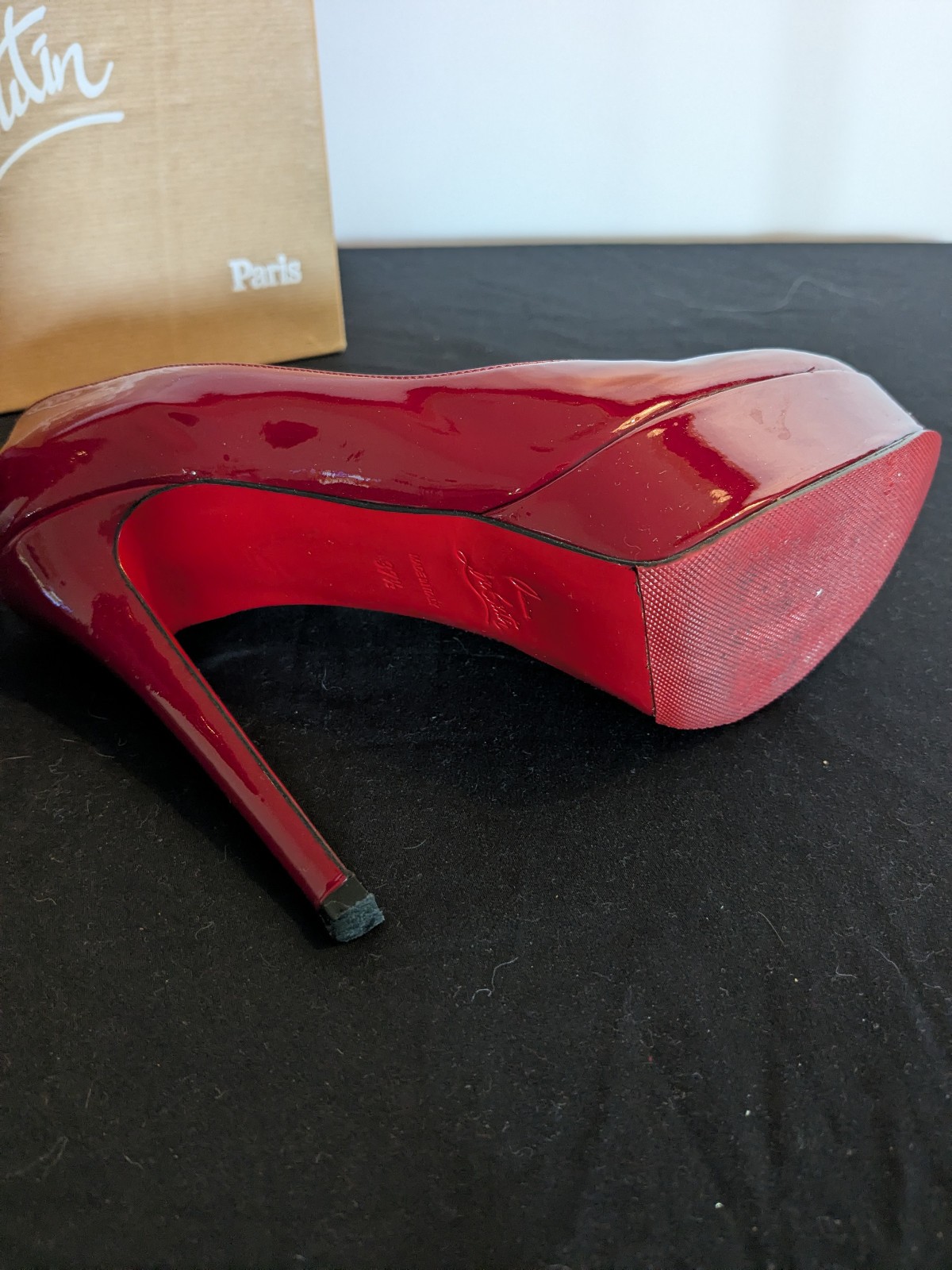 Red Patent Leather Christian Loubotin Bianca Pumps Sz 37 1/2