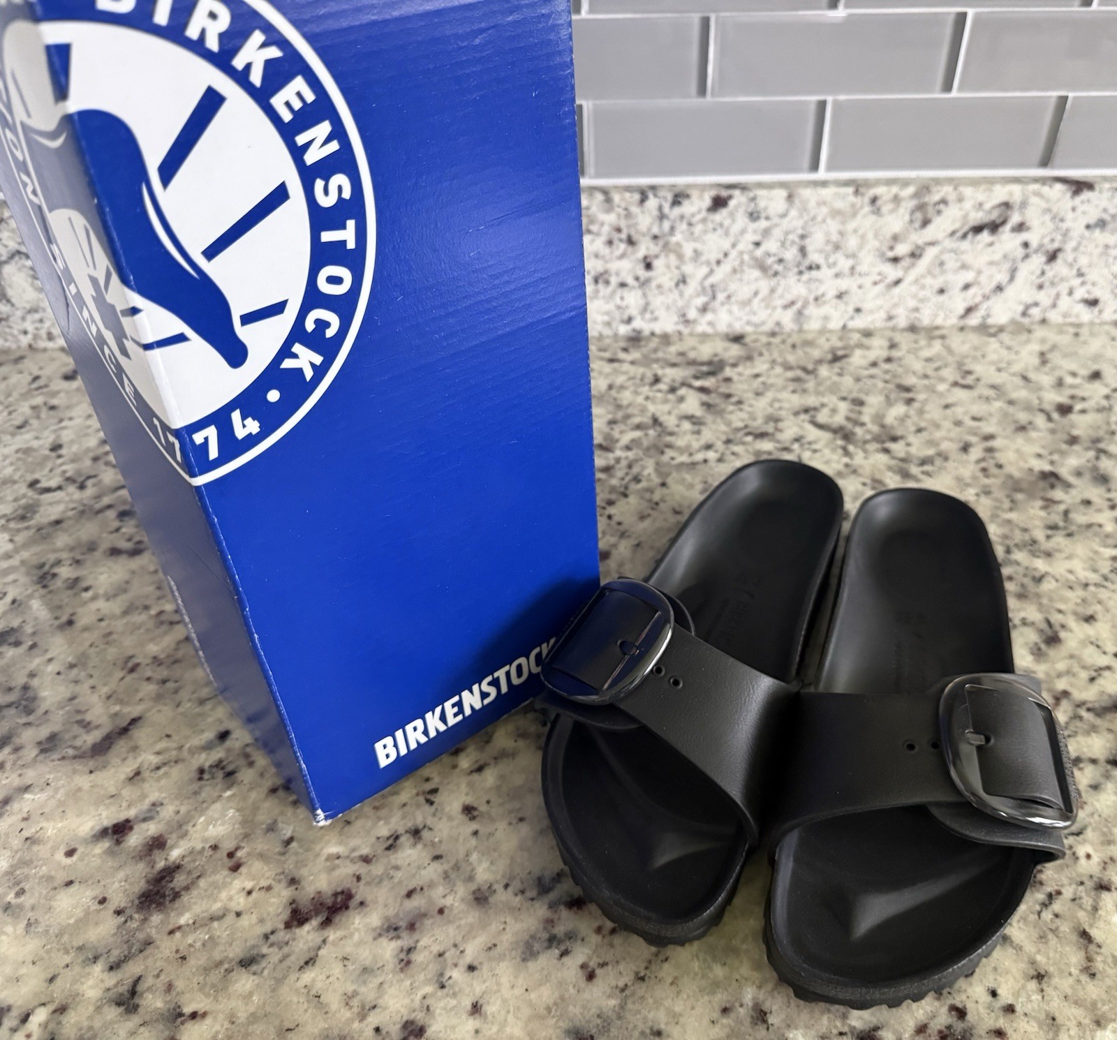 Birkenstock Madrid Big Buckle EVA Sandals Slides Black Women’s 8.5 Narrow NIB