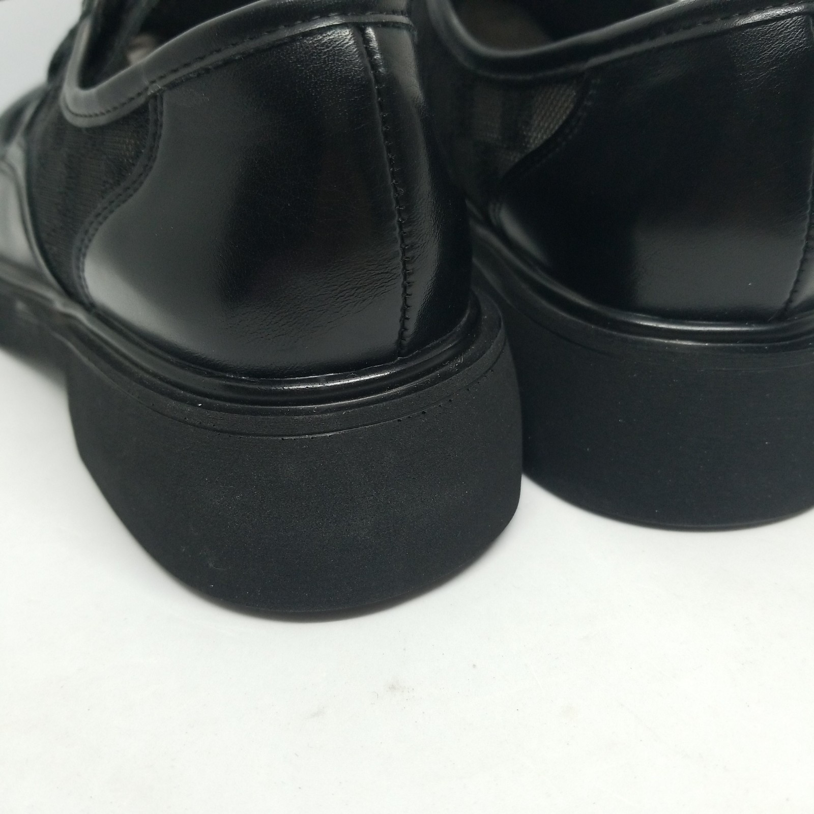 Size 8 Black Man Made Leather Black &Sheer Check Oxford Shoes Grunge