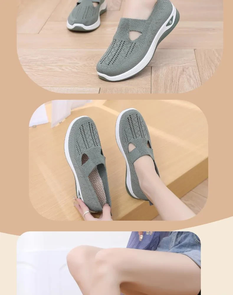 Women Mesh Flats Shoes Breathable Slip On Walking Sneakers Soft Non Slip Casual