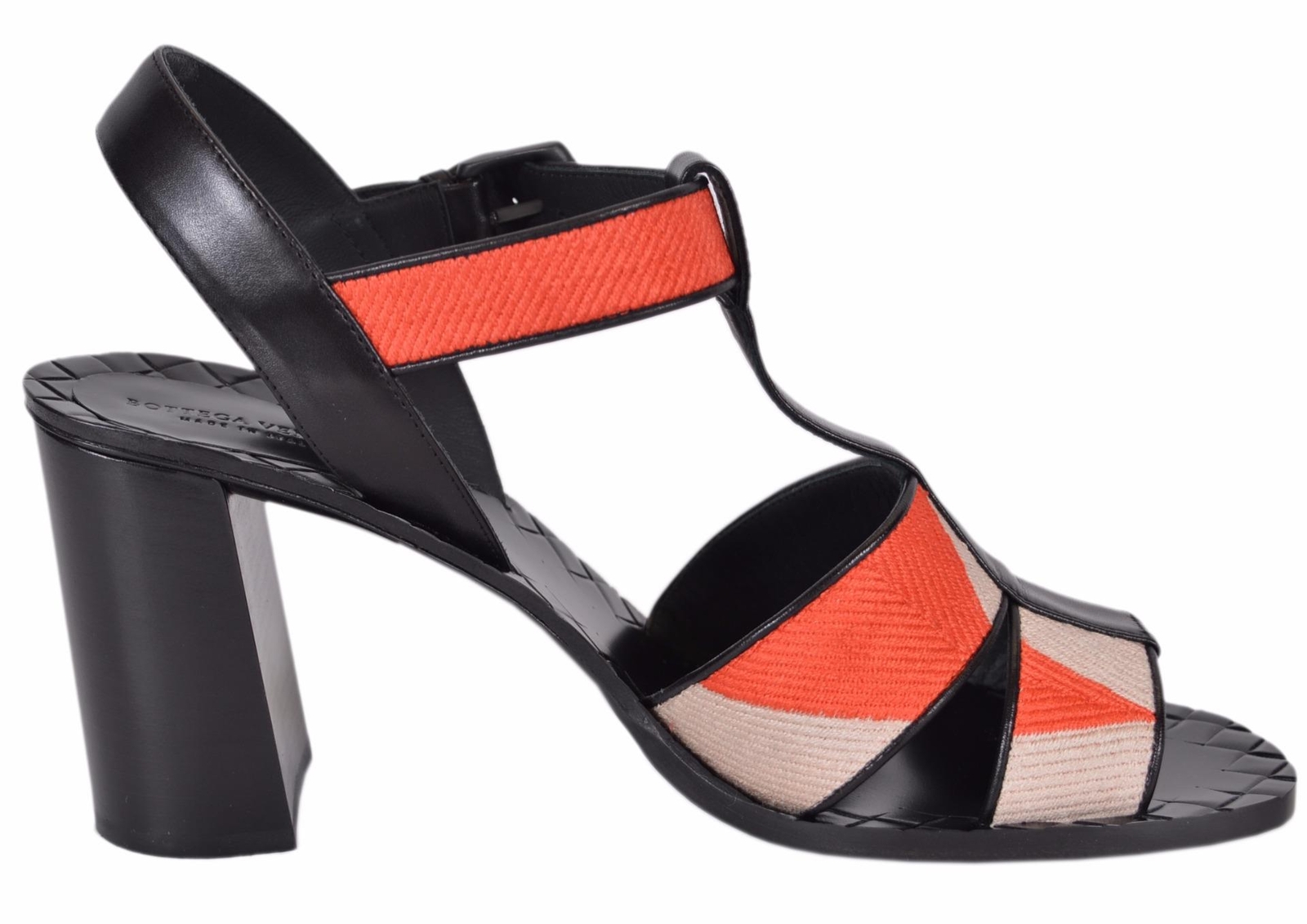 NEW Bottega Veneta $990 Orange Beige Colorblock T Strap Sandals Shoes 39 9