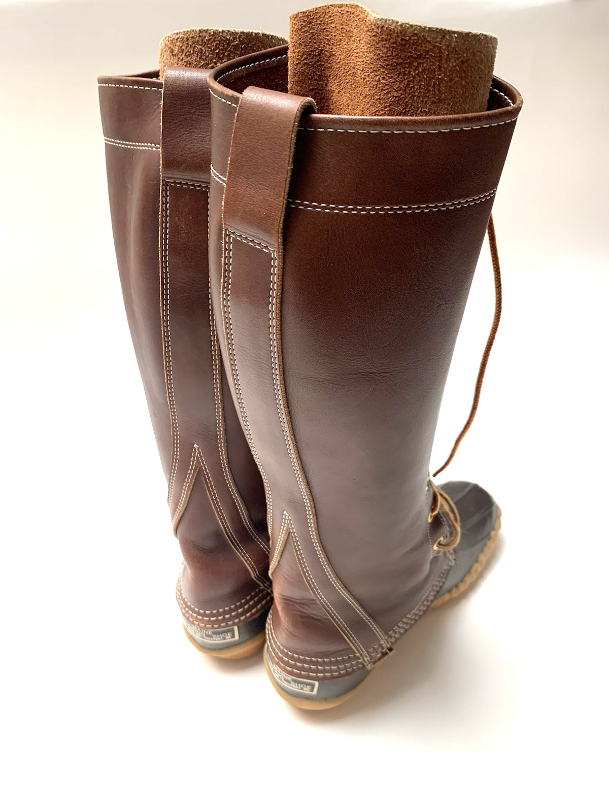 Women’s Size 5 Medium L L BEAN Maine Hunting Boots TALL LACE UP 16″ – NICE !