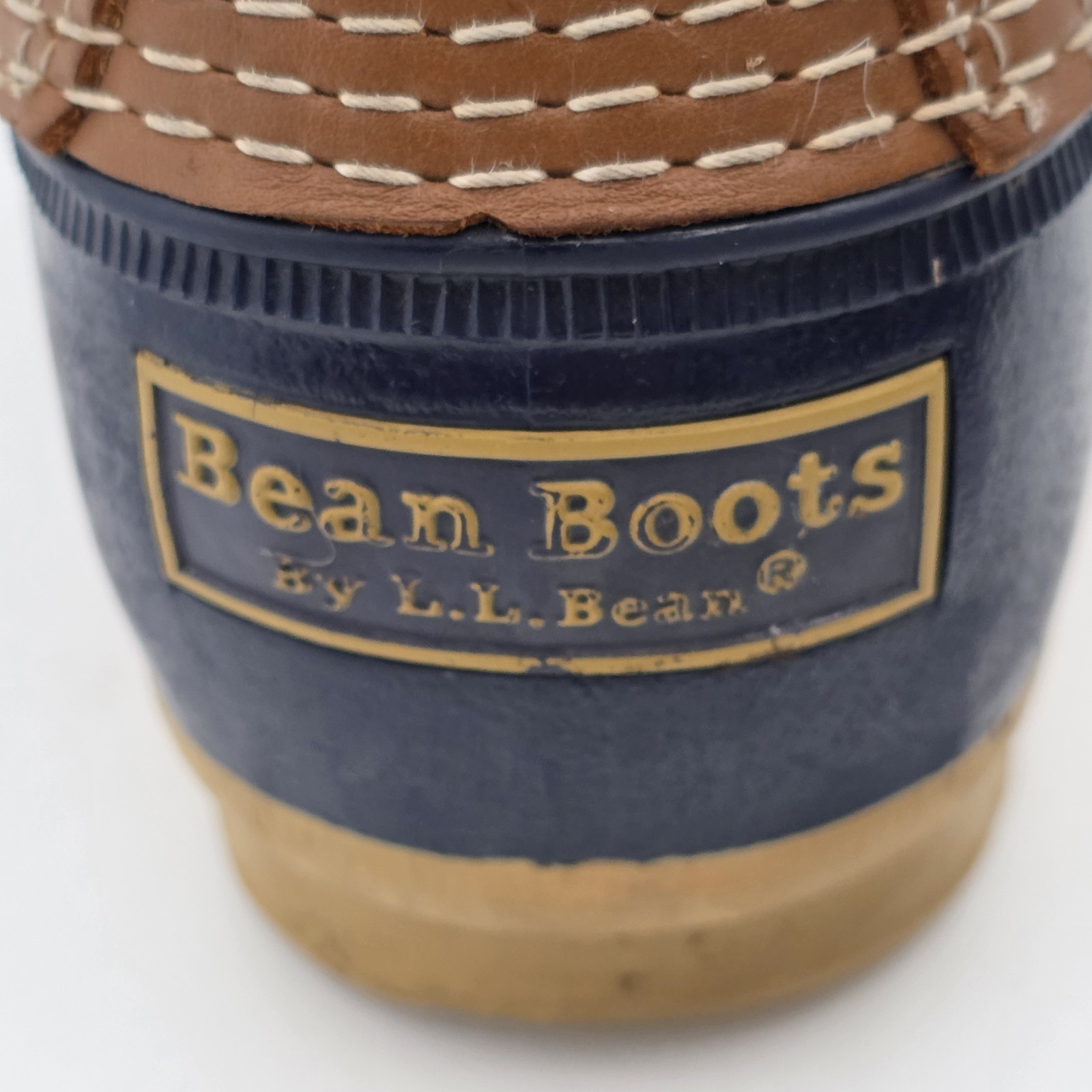 LL Bean Unisex Maine Bean Boot Shoe Leather Duck Boots Tan and Navy M – 7, W – 9