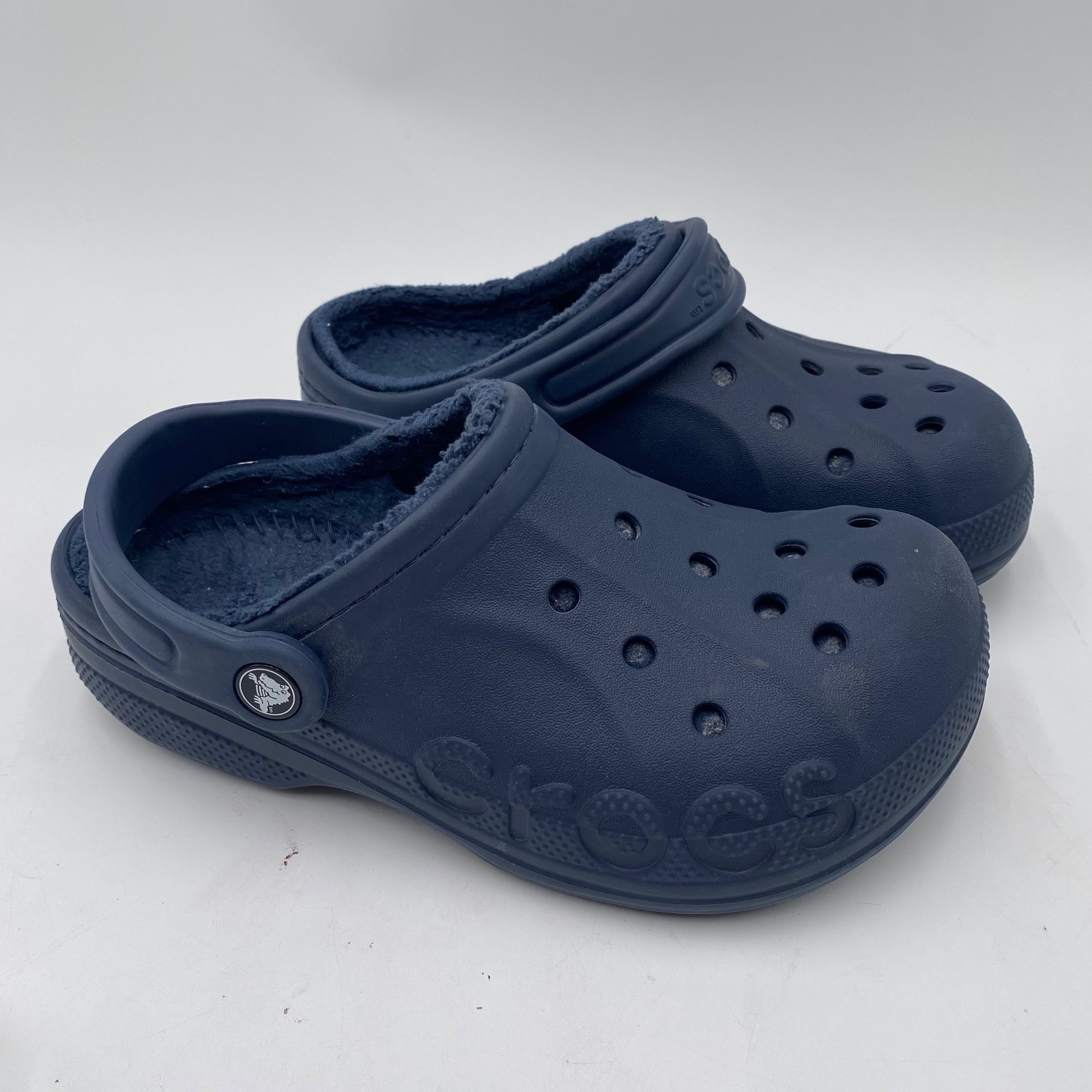 Crocs Baya Lined Clog Navy Blue Womens 6 Fleece Warm Comfort Slip On Shoes