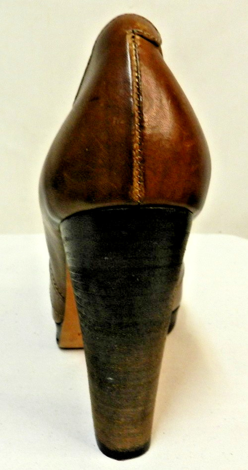 Derek Lam Leather loafer platform heels pumps brown Italy Size Sz 39 US 8