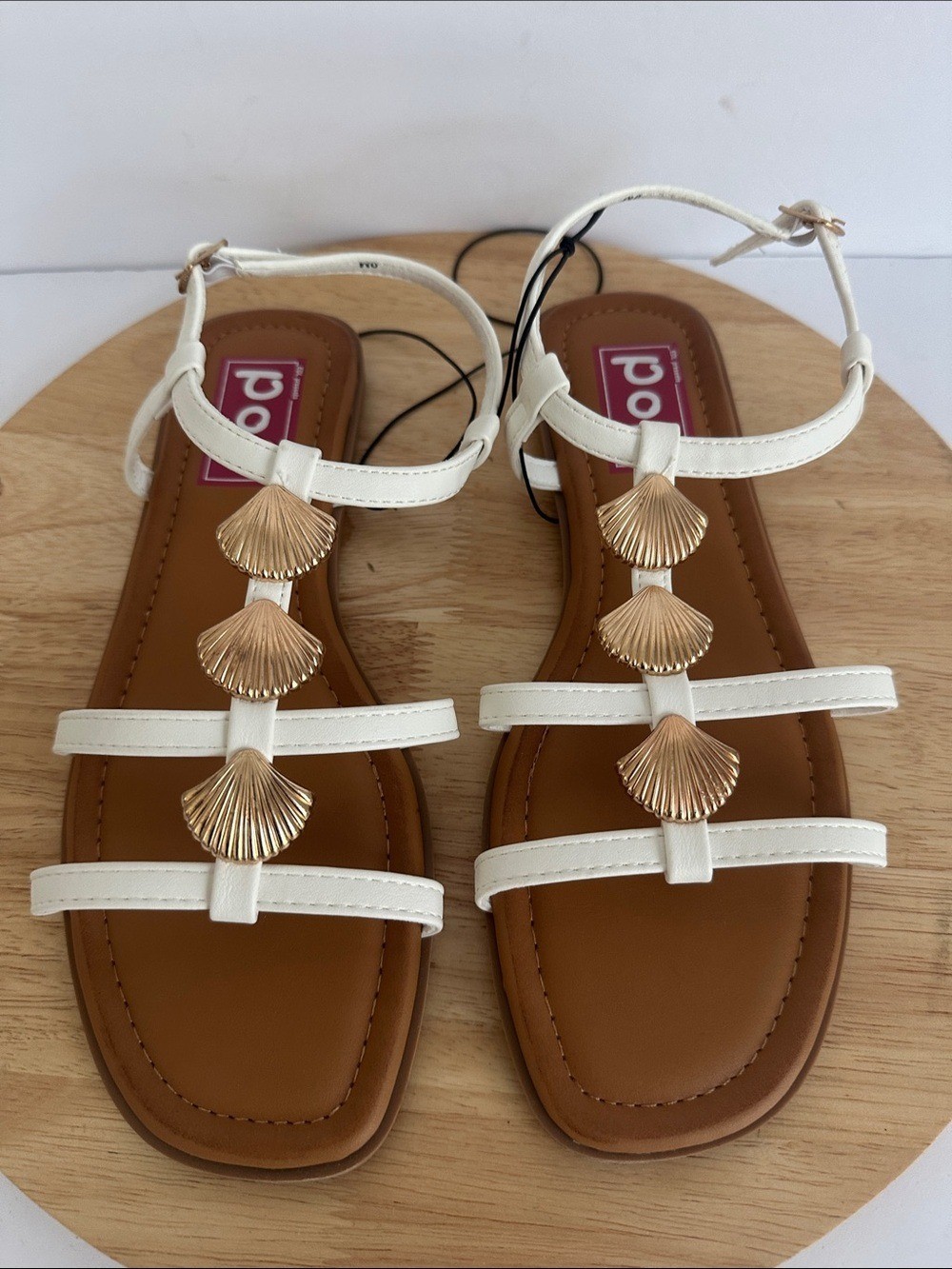 Pop Womens Crysella Strap Sandals, White Sz 9M a1696