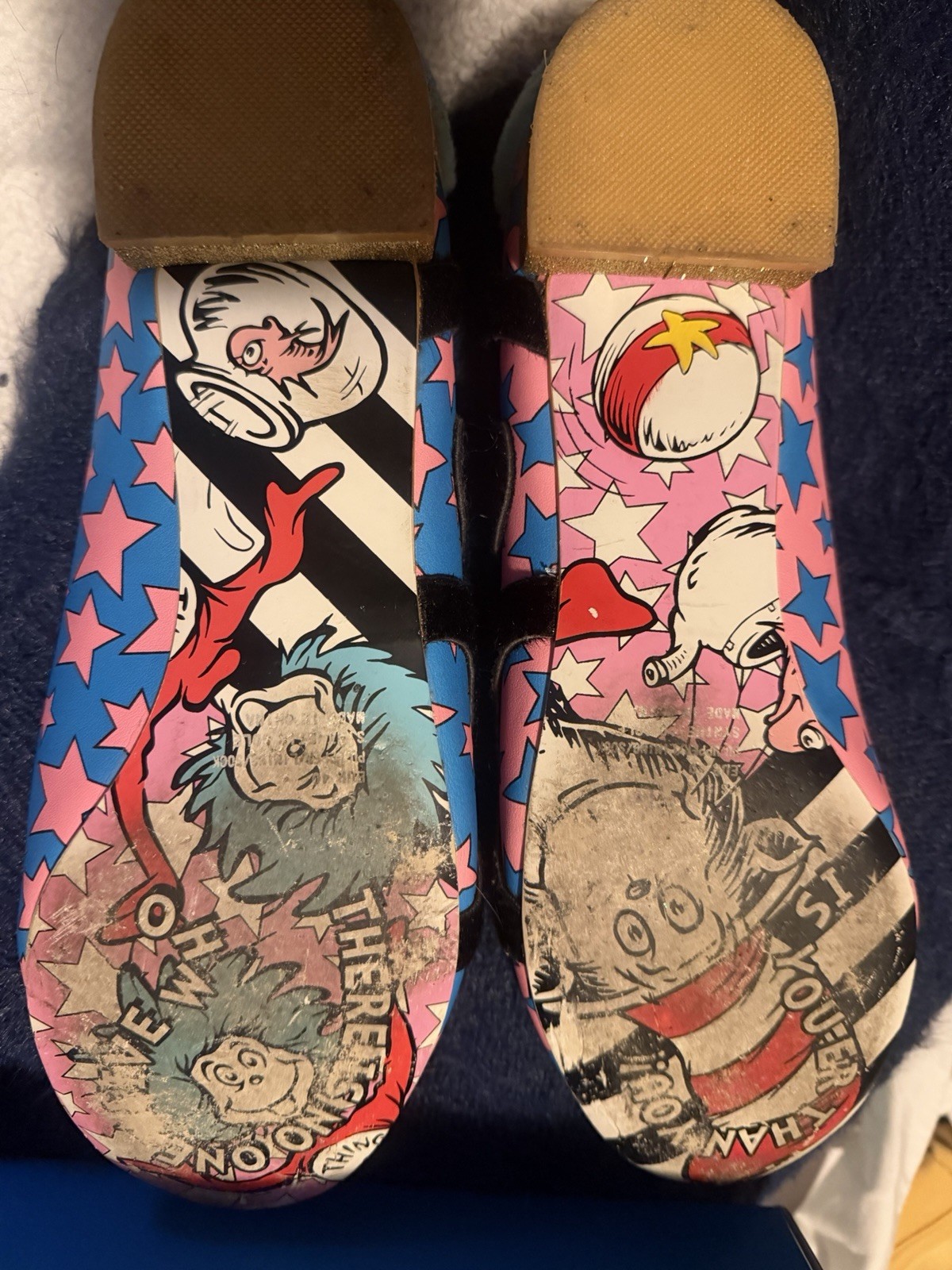 Irregular Choice Dr Seuss Women’s Slip-On Flats Stars Glitter Faux Fur Lined 9