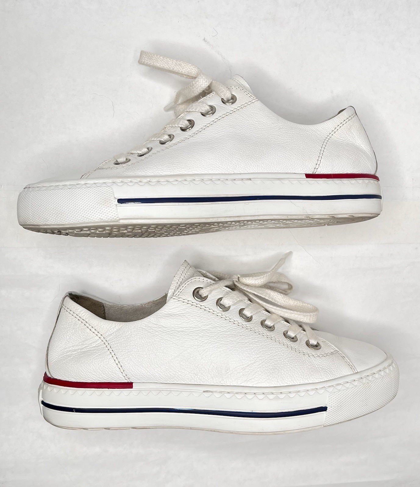 【EUC!】Paul Green ✤ Carly Sneakers White Pebble Leather US W 8.5 🇦🇹Austria Made