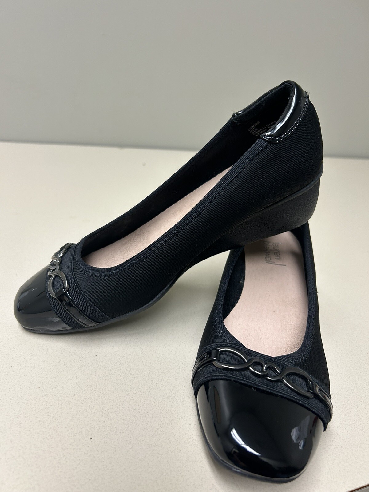 Lauren Blakwell Womens Wedge Shoes Size 8.5 Black Square Toe Model Kit