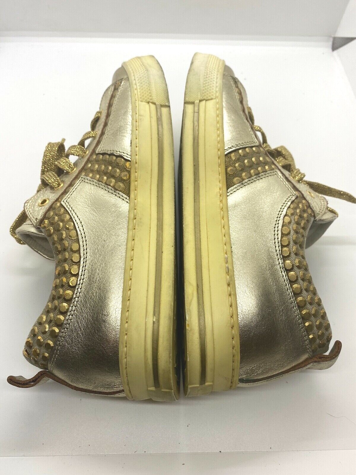 Just Cavalli Womens Gold Metallic Sneakers Sz US 7.5 Preowned