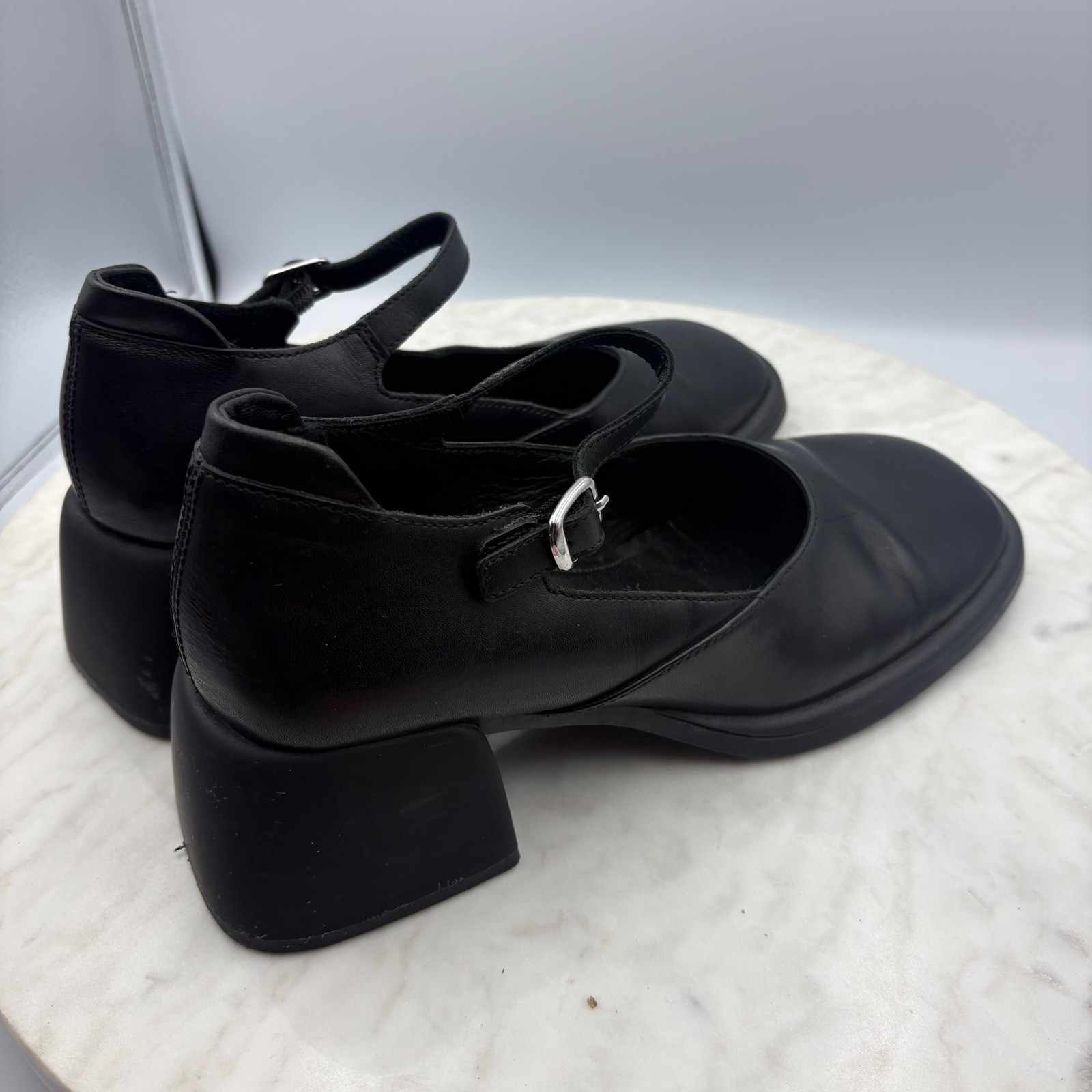 Vagabond Delia Mary Jane Shoe Womens 8 EU 38 Black Leather Square Toe Block Heel