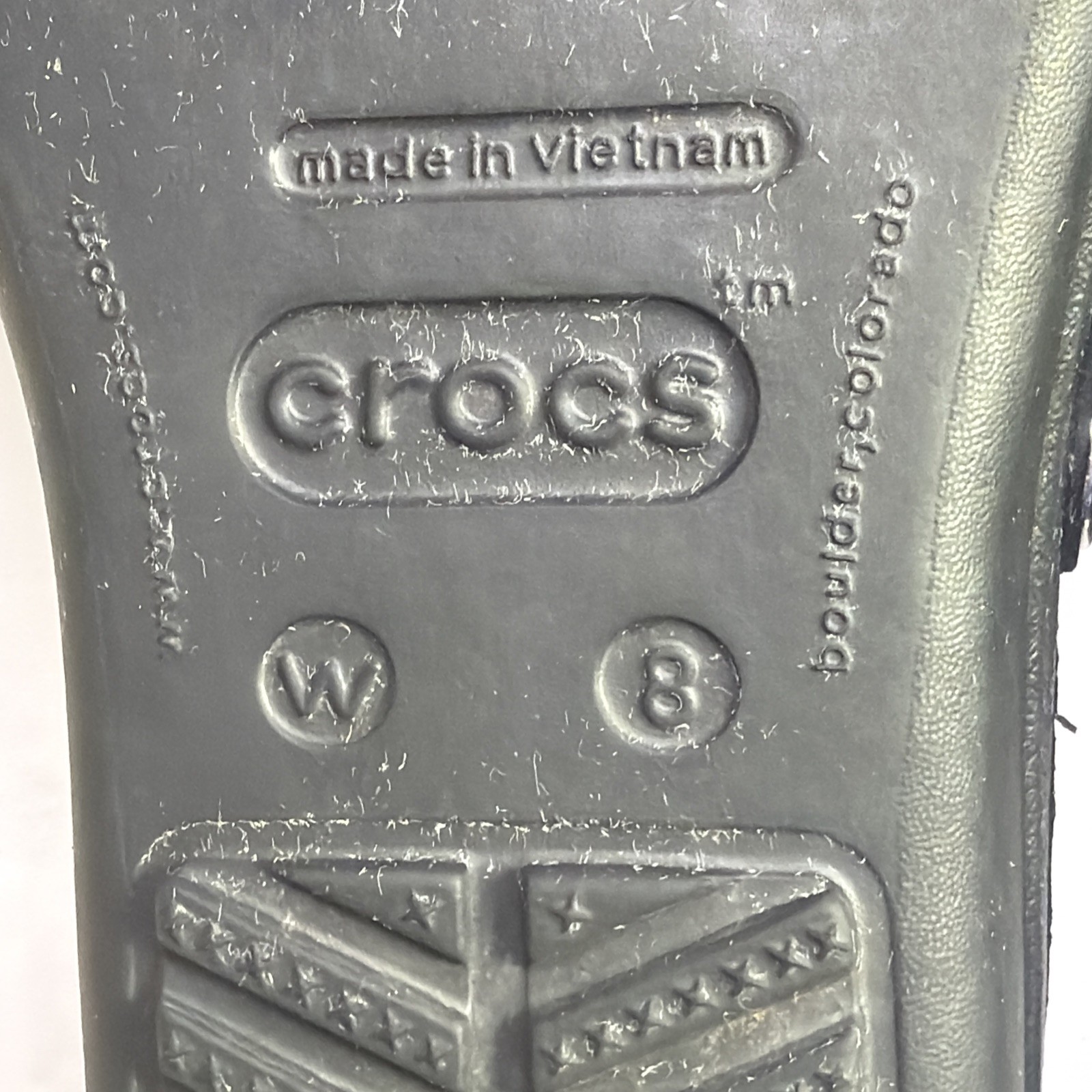 CROCS Womens Sanrah Silver Ring Wedge Sandals Black Size 8 Excellent Condition