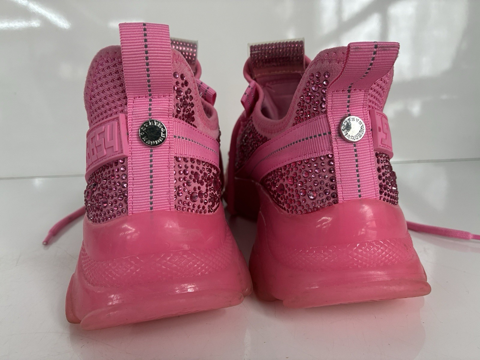 STEVE MADDEN Women’s Hot Pink MAXIMA SM NY90 RHINESTONES SNEAKER-Size 8.5 M