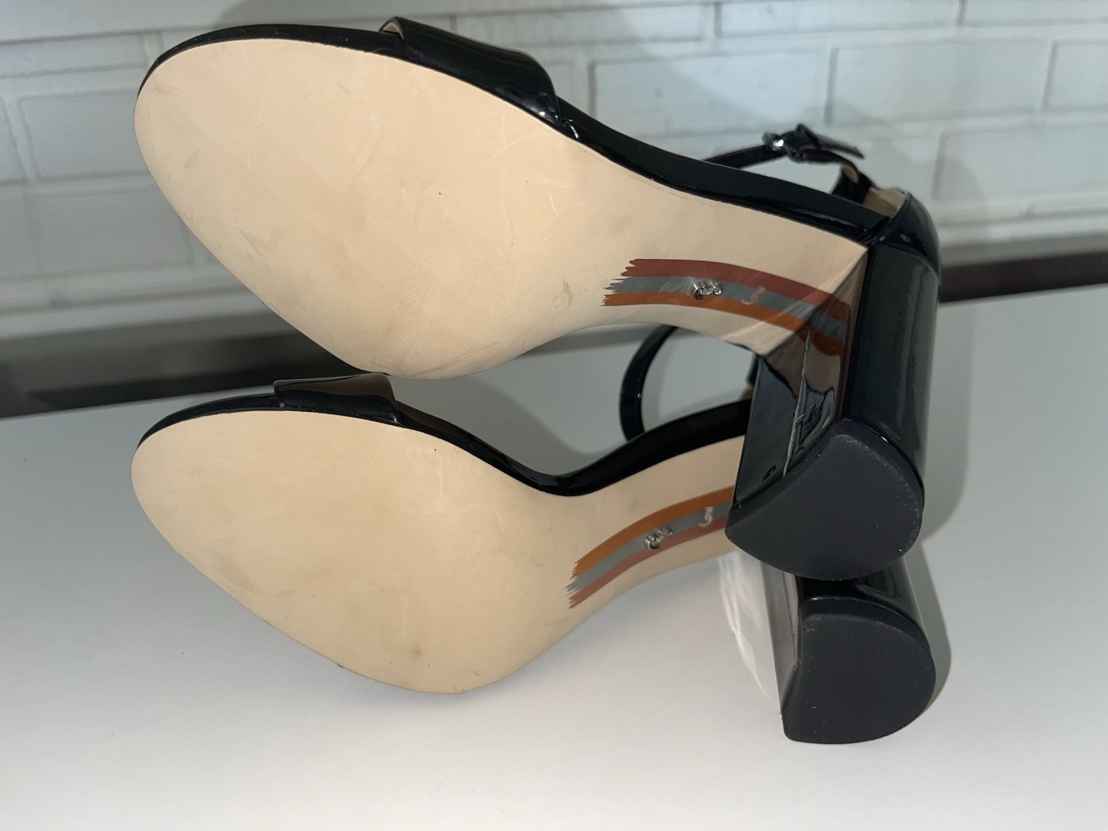 Sam Edelman Yaro Sandal Heels Women’s Size 6W Black Patent Leather